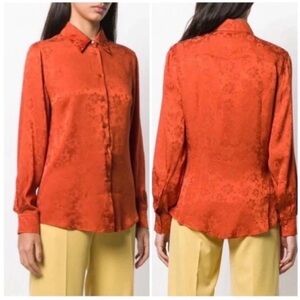Alexa Chung Floral Jacquard Silk Blend Satin Blouse